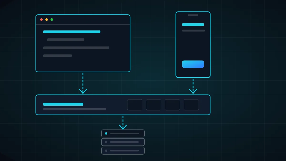 Abstract diagram: a website and an app sharing the same server and database
