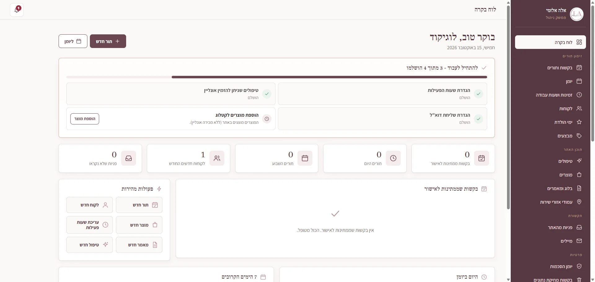 Ela Alzami's admin panel - dashboard