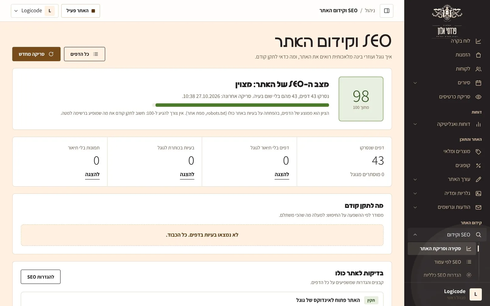 צילום מסך: פאנל ה-SEO.